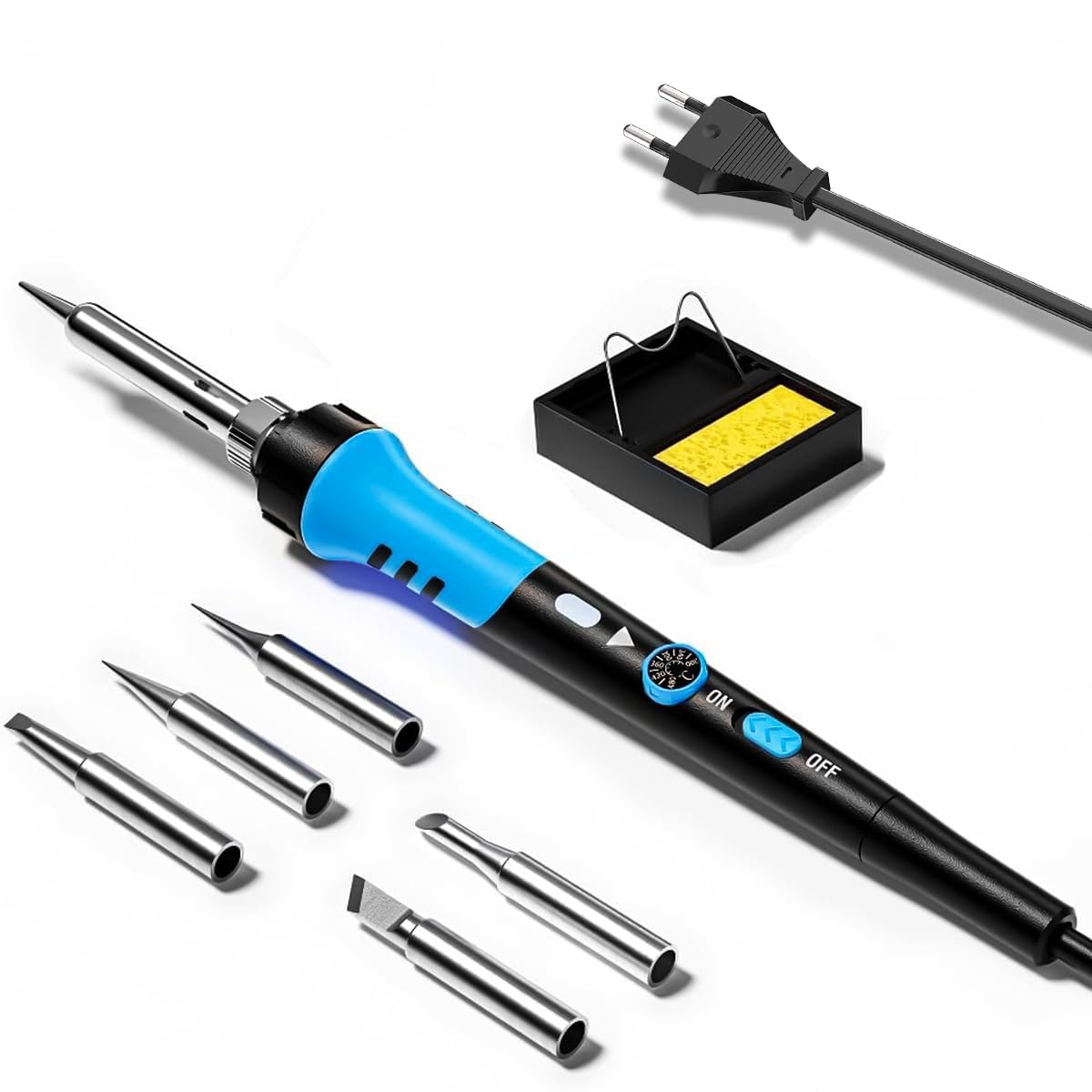 Serplex Soldering Iron Kit with On/Off Switch, Adjustable Temperature 200 to 450°C, Electric Soldering Kit Set Soldering Iron Tool Set with 5 Tips for Electronics Repairing, DIY Electronics Assemble Serplex Soldering Iron Kit with On/Off Switch, Adjustable Temperature 200 to 450°C, Electric Soldering Kit Set Soldering Iron Tool Set with 5 Tips for Electronics Repairing, DIY Electronics Assemble
